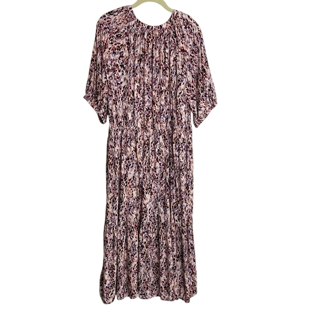 Beachlunchlounge Womens Dress XL Multicolor Abstract Tiered Midi Prairie Boho - Picture 3 of 6